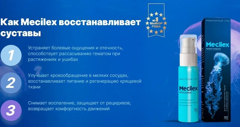 Mecilex для суставов - принцип действия геля